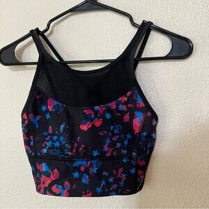 Lululemon black splatter long line sports bra 4